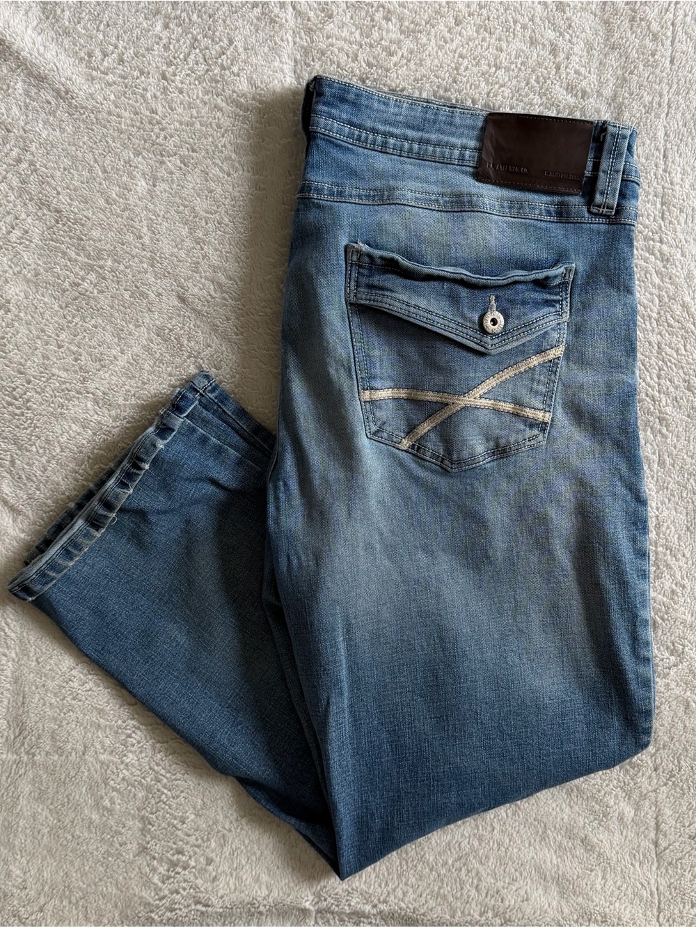 T.K. Axel Jeans Men's Size 40x30 Slim Boot Cut Denim Blue Western Embroidered